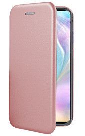Луксозен кожен калъф тефтер ултра тънък Wallet FLEXI и стойка за Huawei P30 Lite MAR-LX1 златисто розов